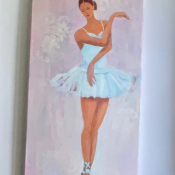 Graceful Ballerina Pink & White Acrylic Painting for Girls' Room Wall Decor Cute - Picture 8 of 12